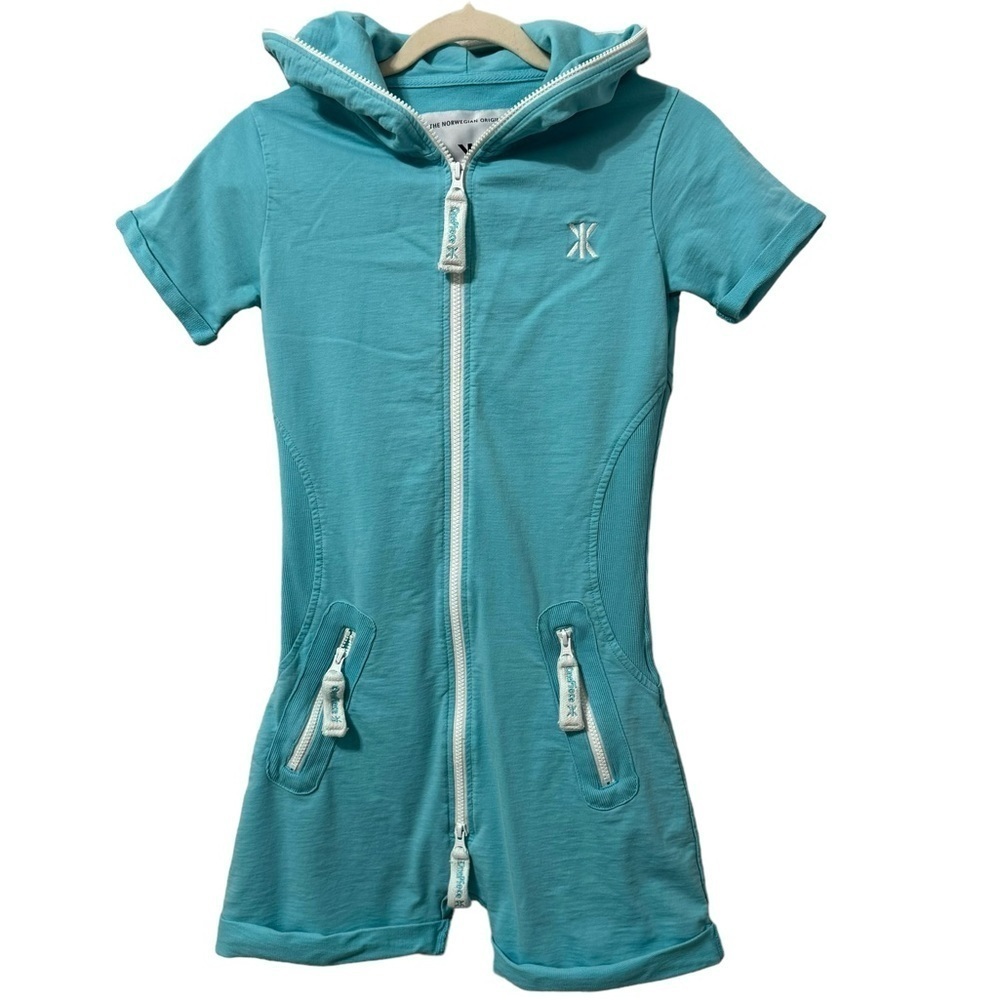 The Original Norwegian RARE One Piece Blue Jumpsuit Full Zip Shorts Size Small